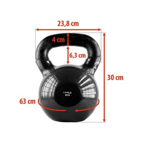 Kettelbell żeliwny pokryty winylem HMS BLACK KNV32 Kettelbell żeliwny pokryty winylem HMS BLACK KNV32