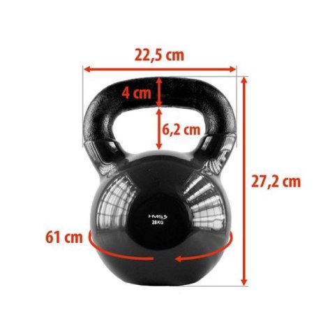 Kettlebell żeliwny pokryty winylem HMS black KNV28 Kettlebell żeliwny pokryty winylem HMS black KNV28