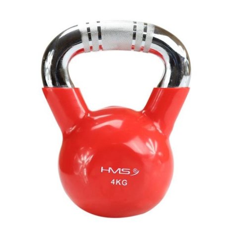 Kettlebell żeliwny uchwyt chrom radełkowany HMS KTC10 RED Kettlebell żeliwny uchwyt chrom radełkowany HMS KTC10 RED