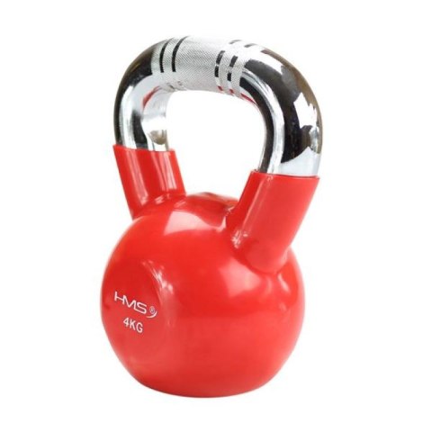 Kettlebell żeliwny uchwyt chrom radełkowany HMS KTC10 RED Kettlebell żeliwny uchwyt chrom radełkowany HMS KTC10 RED