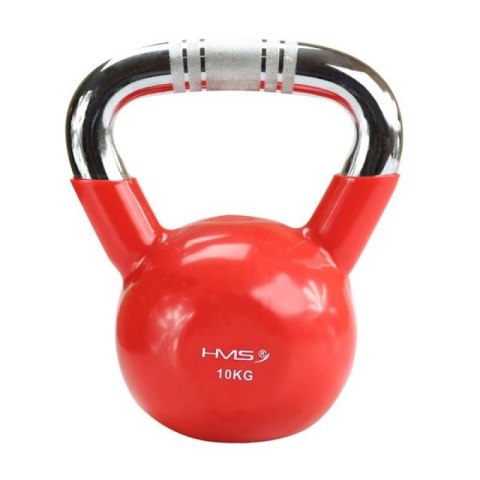 Kettlebell żeliwny uchwyt chrom radełkowany HMS KTC10 RED Kettlebell żeliwny uchwyt chrom radełkowany HMS KTC10 RED