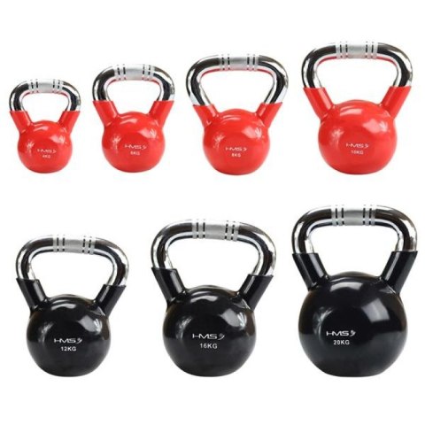 Kettlebell żeliwny uchwyt chrom radełkowany HMS KTC10 RED Kettlebell żeliwny uchwyt chrom radełkowany HMS KTC10 RED