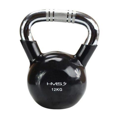 Kettlebell żeliwny uchwyt chrom radełkowany HMS KTC12 BLACK Kettlebell żeliwny uchwyt chrom radełkowany HMS KTC12 BLACK
