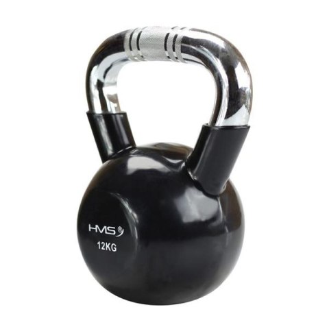 Kettlebell żeliwny uchwyt chrom radełkowany HMS KTC12 BLACK Kettlebell żeliwny uchwyt chrom radełkowany HMS KTC12 BLACK